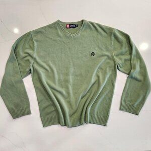 VTG Ralph Lauren Chaps Sz XL Sweater Mens Green Logo V Neck Basic Dad Father Top